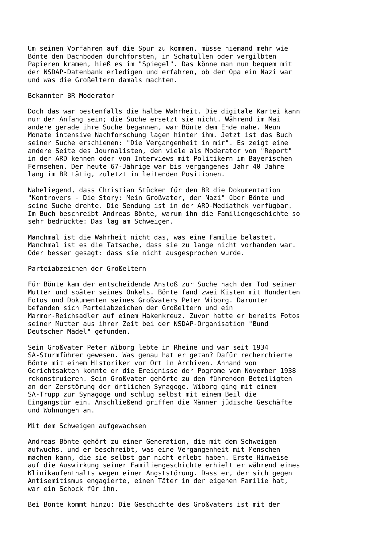 KNA: Die Vergangenheit in ihm, Artikel Seite 2