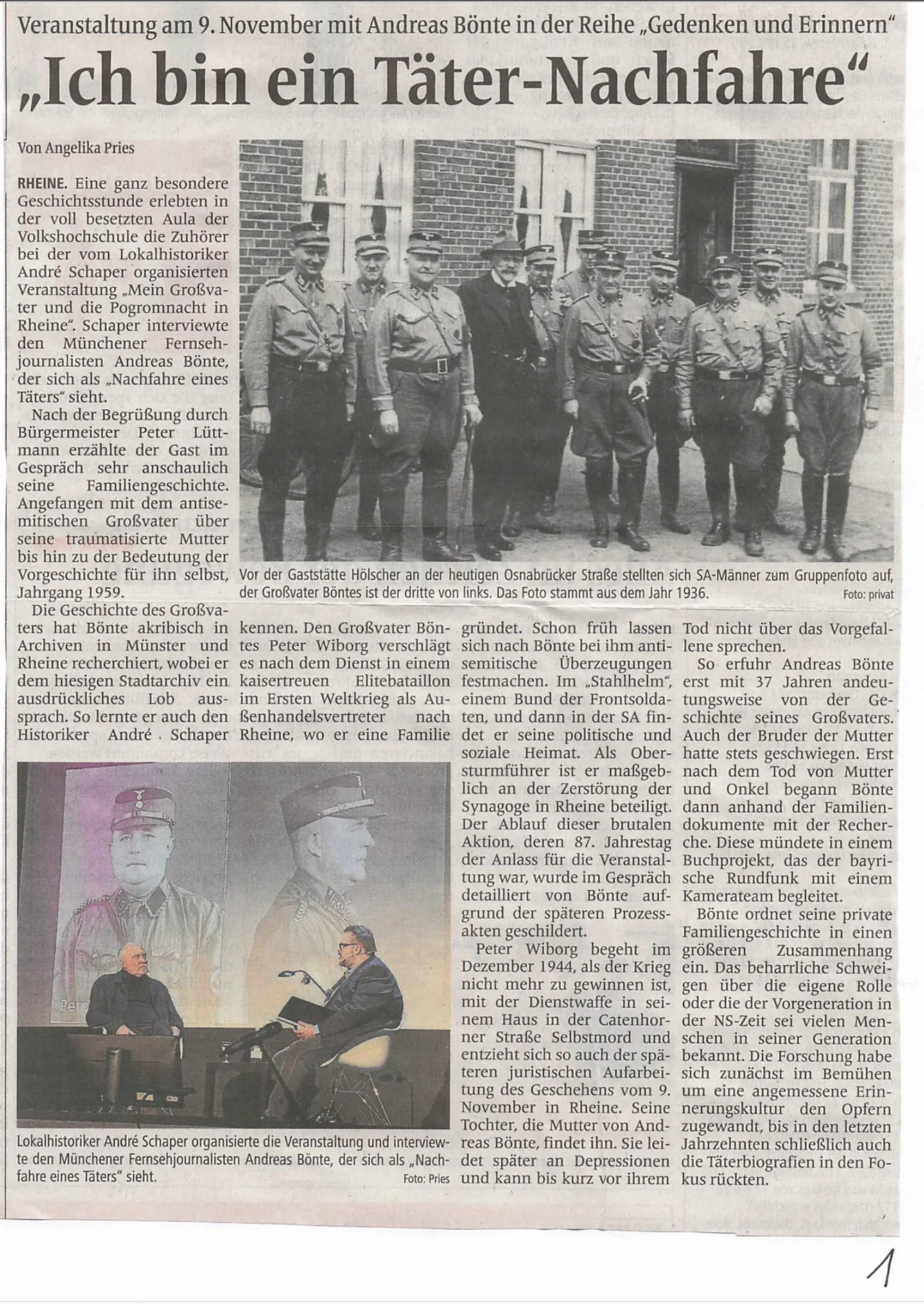 Münsterländische Volkszeitung Artikel Seite 1